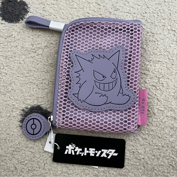 BNWT Japan Pokemon Gengar Mesh Card Holder Coin Pouch with retractable Reel - Picture 5 of 9